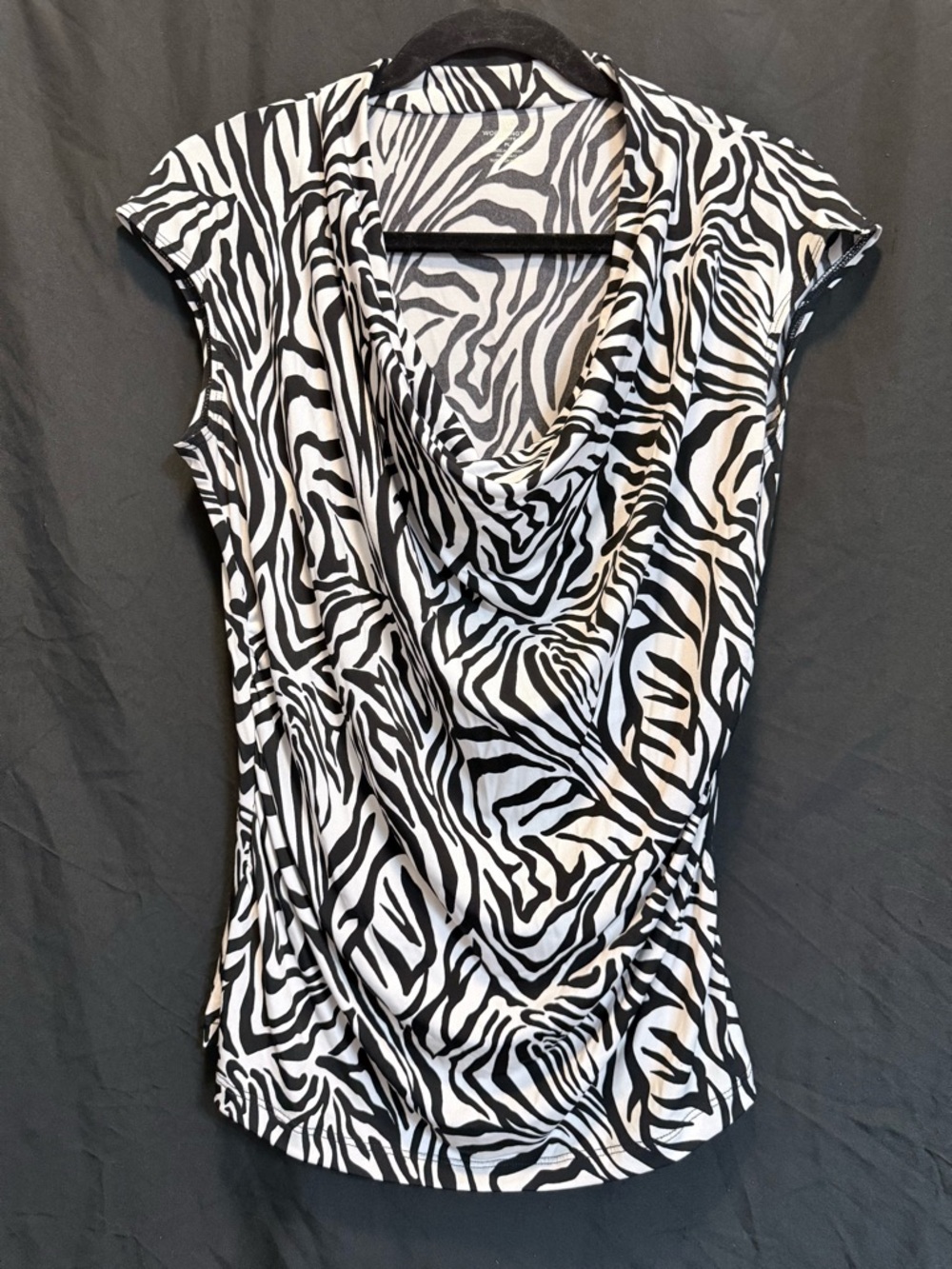 Worthington Black & White Zebra Print Cowl Neck Blouse
